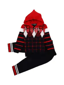 V-Mart Boys Black & Red Acrylic T-shirt with Trousers