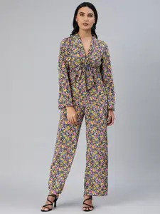 ANI Women Multicolored Floral Print Top with Trousers