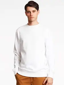 LINDBERGH Men Off White Solid Cotton Relaxed Fit Sweatshirt