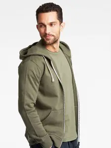 LINDBERGH Men Olive Green Hooded Sweatshirt