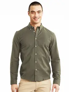 LINDBERGH Men Olive Green Slim Fit Casual Shirt