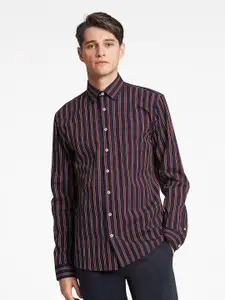 LINDBERGH Men Navy Blue Slim Fit Printed Casual Shirt