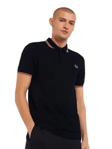 Fred Perry Men Black Solid Polo Collar T-shirt
