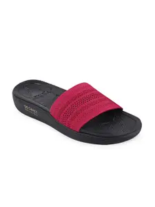 Campus Women Pink & Black Sliders
