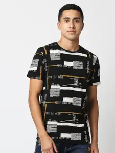 Pepe Jeans Men Black Printed Slim Fit T-shirt