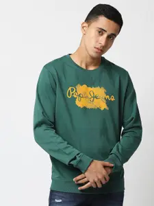 Pepe Jeans Men Green Printed Sweatshirt