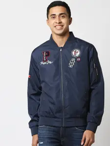 Pepe Jeans Men Navy Blue Bomber with Patchwork Jacket