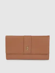 Baggit Women Tan Brown Solid Three Fold Wallet