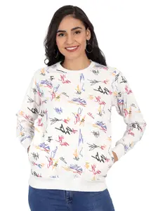 CHOZI Women White Printed Sweatshirt