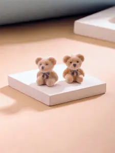 Unwind by Yellow Chimes Brown Teddy Bear Studs