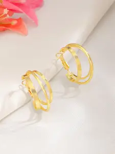 Unwind by Yellow Chimes Gold-Plated Multi Layer Hoop Earrings