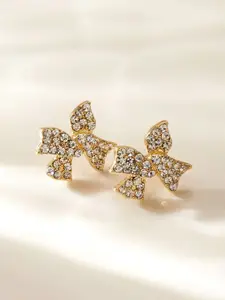 Unwind by Yellow Chimes Gold-Plated & White Crystals Studded Classic Studs Earrings