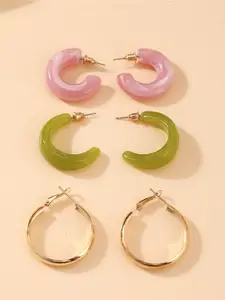 Unwind by Yellow Chimes Pack Of 3 Half Hoop Earrings