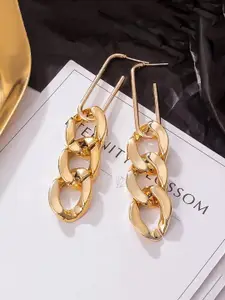 Unwind by Yellow Chimes Gold-Toned Contemporary Drop Earrings