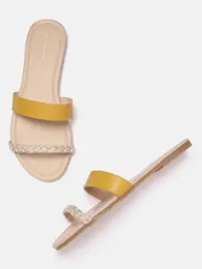 Van Heusen Woman Mustard Yellow Solid Open Toe Flats