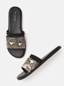 Van Heusen Woman Snakeskin Print Open Toe Flats