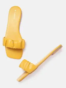 Van Heusen Woman Mustard Yellow Solid Open Toe Flats
