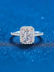 Yellow Chimes Silver-Plated Crystal Studded Finger Ring