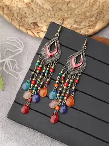 Yellow Chimes Gold Tone Boho Multicolor Beaded Drop Dangler Earring