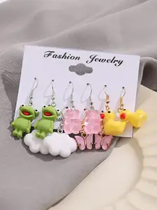 Yellow Chimes Set of 5 Multicolor Cute Charm Hanging Drop Earrings