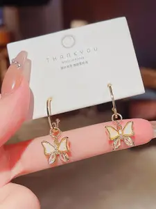 Yellow Chimes Gold-Toned Butterfly Charm Drop Earrings