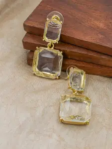 Yellow Chimes Women White Crystal Geometric Drop Earring