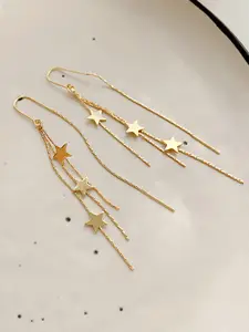 Yellow Chimes Gold-Toned Star Hanging Chain Dangler Drop Earrings