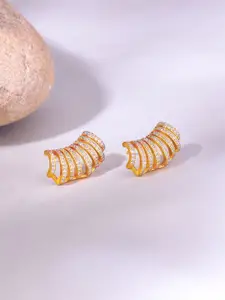 Unwind by Yellow Chimes Gold-Toned Crystal Studded Stud Earrings