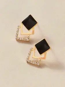 Unwind by Yellow Chimes Gold-Plated Geometric Stud Earrings