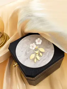 Yellow Chimes Gold-Toned Floral Designed Drop Earrings