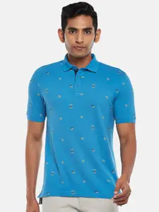 BYFORD by Pantaloons Men Blue Polo Collar Slim Fit T-shirt