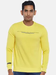 People Men Yellow Printed Sweatshirt
