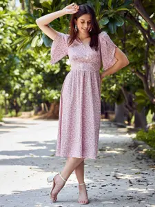 Athena Peach-Coloured Midi Dress