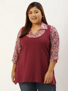 theRebelinme Plus Size Women Maroon Solid Top