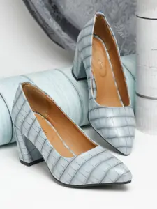 Bruno Manetti Women Grey Printed PU Block Pumps