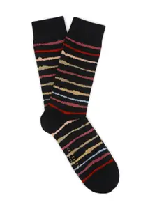 Ted Baker Men Black Striped Calf-length Socks