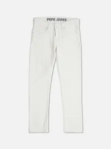 Pepe Jeans Boys White Slim Fit Clean Look Stretchable Jeans