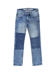 Pepe Jeans Boys Blue Slim Fit Clean Look Heavy Fade Stretchable Jeans