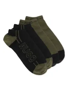 HUGO HUGO Men Pack Of 2 Black & Green Colorblocked Ankle-Length Cotton Socks