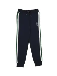 Pepe Jeans Boys Navy Blue Solid Cotton Track Pants