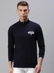 ONN Men Navy Blue Solid Sweatshirt