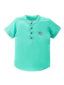 TONYBOY Boys Sea Green Solid Premium Casual Shirt