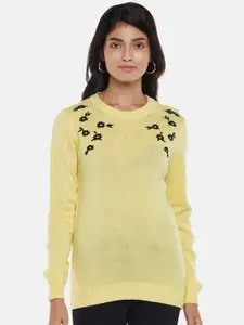 Honey by Pantaloons Women Yellow & Black Floral Pullover