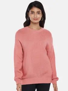 Honey by Pantaloons Women Pink Cable Knit Acrylic Pullover