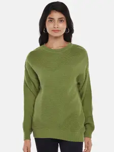 Honey by Pantaloons Women Green Cable Knit Pullover