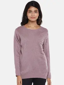 Honey by Pantaloons Women Lavender & sleet Cable Knit Sweater