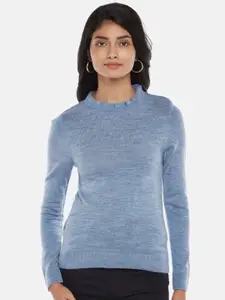 Honey by Pantaloons Women Blue Cable Knit Pullover
