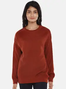 Honey by Pantaloons Women Rust Cable Knit Pullover