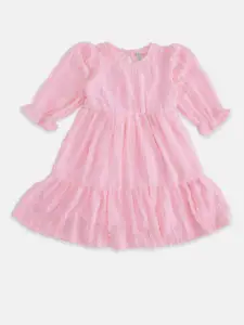Pantaloons Junior Girls Pink Fit And Flare Embellished Dress