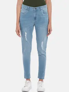 People Women Blue Skinny Fit Mildly Distressed Light Fade Jeans